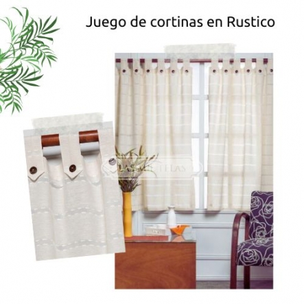 Cortina de cocina rustica corta (2 paños de 1,35 X 1,40)